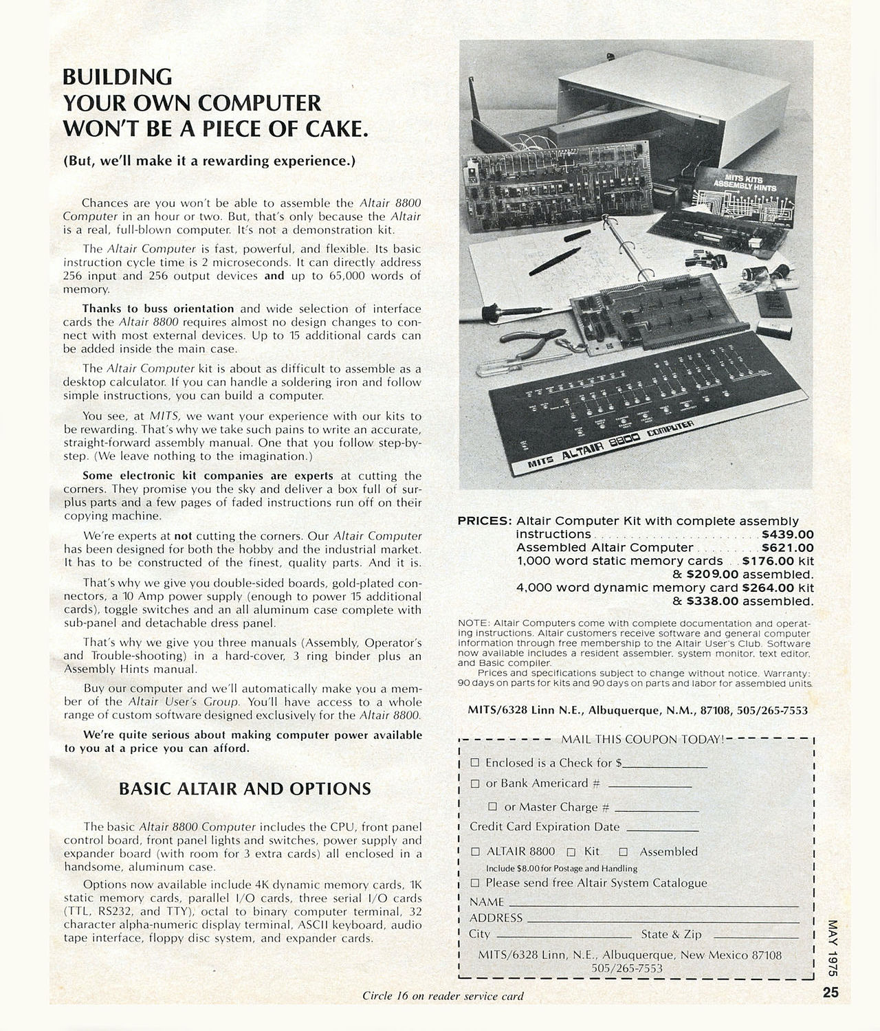 MITS Altair 8800 article